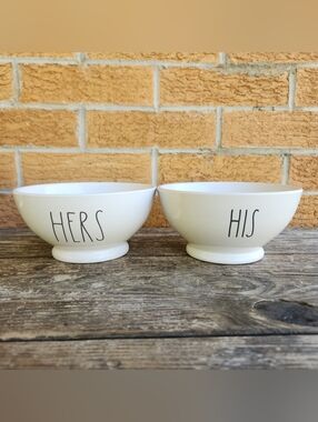Rae Dunn Bowls HERS And HID Set Of Two Rae Dunn Artisan Collection White
